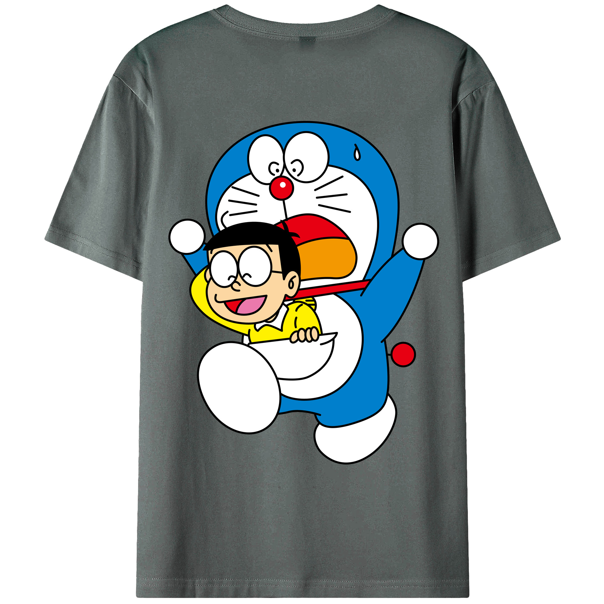 （画像用） ドラえもん Doraemon 綿100％ メンズ半袖Tシャツ（バックプリント） 通気性